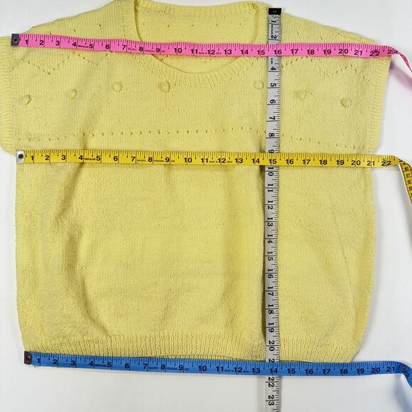 Handmade Yellow Knit Sweater Cottagecore Grandmacore Bobble Knit Vintage M - Picture 3 of 3